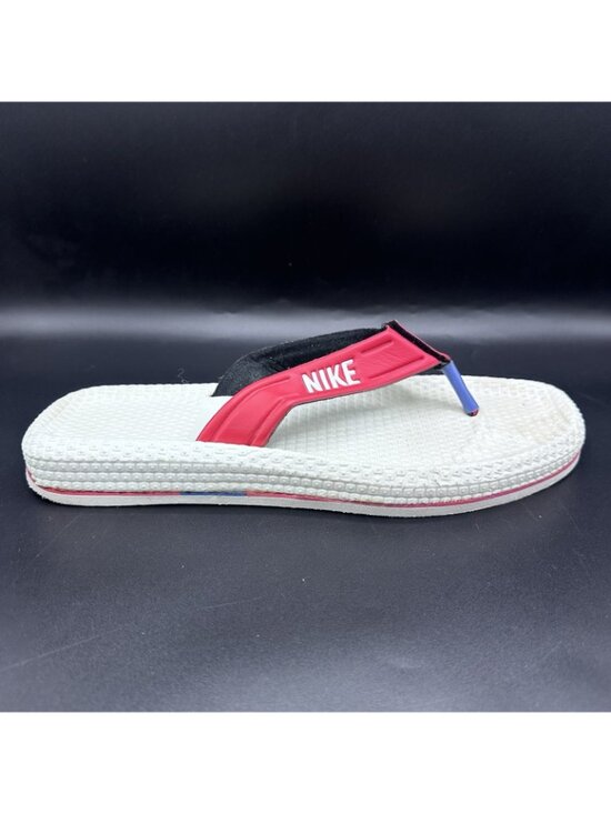 Vintage 80s NIKE Waffle Sole Sandals Thong Flip Flops Taiwan Sz L(11) White Red